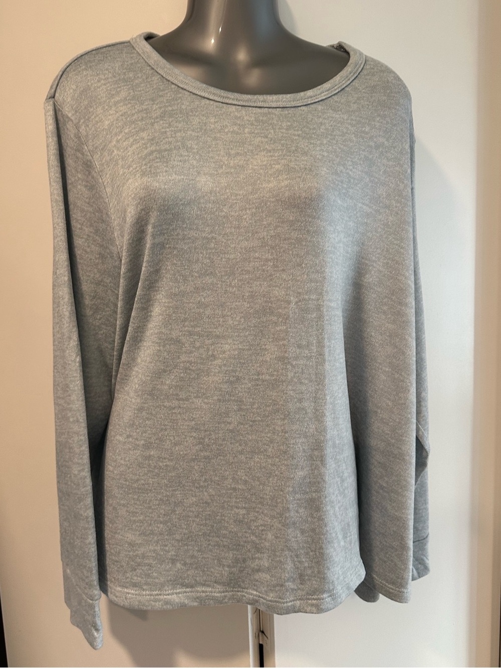 Light Blue Gray Women's Long-Sleeve Pullover 2x Top Super Soft